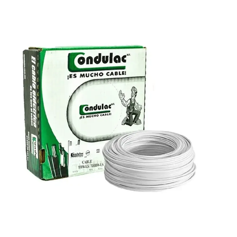 CONDULAC. CABLE DE COBRE THW-LS  CAL. 8 AWG BLANCO - CARRETE 1000MTS