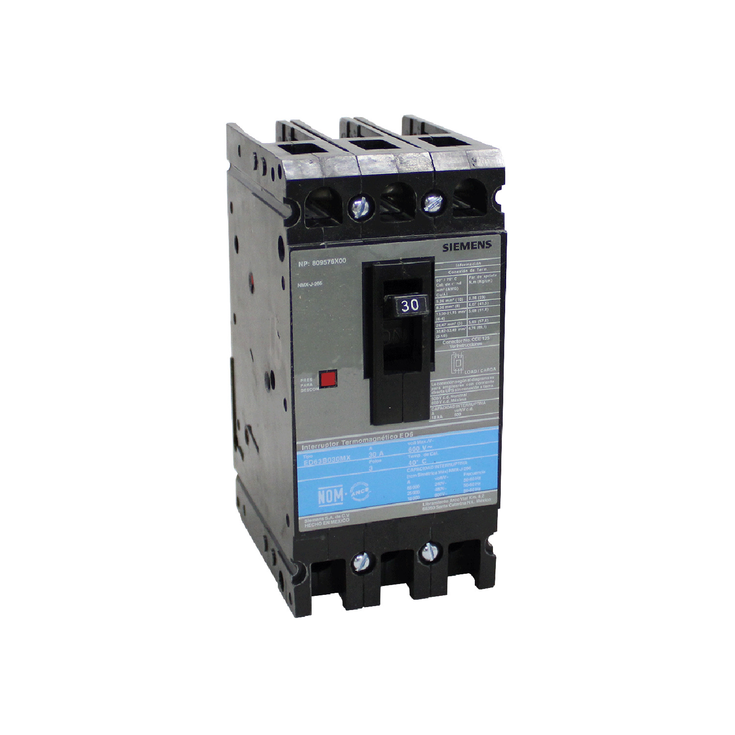 SIEMENS .INTERRUPTOR ED6 3X30A 65KA/240, 25KA/480, 18KA/600V
