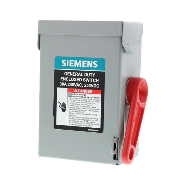 SIEMENS .INTERRUPTOR DE SEGURIDAD 3 X 30A 240V N1 S/PORTA FUSIBLE